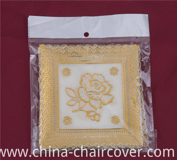 12.5*12.5cm Square Shape Blue Gold PVC Lace Tablemat Cheap Factory Wholesale